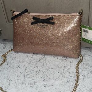 Kate Spade Mavis Street Amy Rose Gold Sparkle Bow Crossbody Bag NWT AUTHENTIC